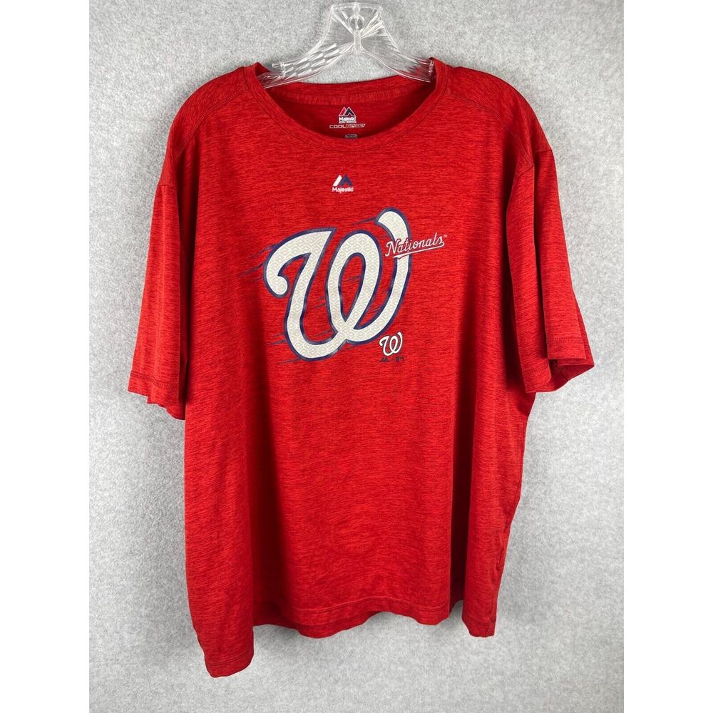 Majestic Washington Nationals T Shirt Men's Size 2XL Red Cool Base‎ MLB Tee